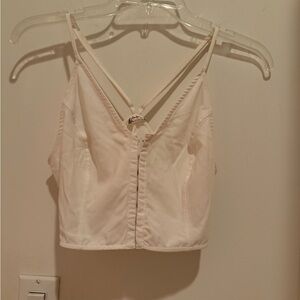 White cropped free people tank